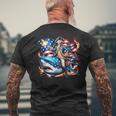 Washington Riding Shark July 4Th American Flag Sharks Men's T-shirt Back Print Gifts for Old Men