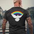 Weiße Friedenstaube Mit Regenbogen T-Shirt mit Rückendruck Geschenke für alte Männer