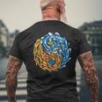 Ying Und Yang Feuer Und Wasser Chinesische Symbole China Fan T-Shirt mit Rückendruck Geschenke für alte Männer