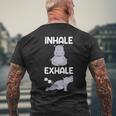 Yoga Inhale Exhale Hippo T-shirt da uomo con stampa posteriore Regalos para ancianos