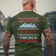 Chicago Flag City Skyline Chicago Fan Ugly Christmas Sweater Men's T-shirt Back Print Gifts for Old Men