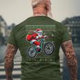 Christmas Santa Mountain Bike Rider Ugly Christmas Sweater Men's T-shirt Back Print Gifts for Old Men