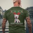 Merry Christmas Westie Dog Lover Ugly Xmas Sweater Pajamas Men's T-shirt Back Print Gifts for Old Men