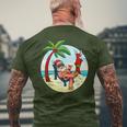 Santa Claus Reindeer Beach Swimming Trunks Palm Trees Christmas T-Shirt mit Rückendruck Geschenke für alte Männer