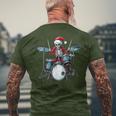 Santa Skeleton Playing Drum Drummer Percussionist Christmas Men's T-shirt Back Print Gifts for Old Men