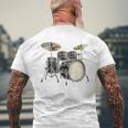 Batterie Instrument De Musique Motif Illustration Batterie T-shirt imprimé au dos Cadeaux pour les vieillards
