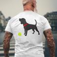 Beagle Puppy Dog Silhouette Plays Fetch Yellow Tennis Ball Men's Back Print T-Shirt Gifts for Old Men