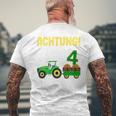 Children's 4Th Birthday Achtung Ich Bin Schon 4 Jahre Tractor Tractor T-Shirt mit Rückendruck Geschenke für alte Männer