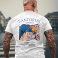 Greek Island Santorini Greece Oia Village Blue Church Men's T-shirt Back Print Gifts for Old Men