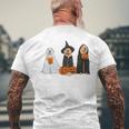 Halloween Dog Wearing Ghost Custome Dog Lovers Men's T-shirt Back Print Gifts for Old Men