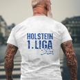 Holstein Football Kicken Fan Kiel Stadium Blue Blue T-Shirt mit Rückendruck Geschenke für alte Männer