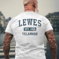 Lewes Delaware Deintage-Sportdesign Marineblau-Druck T-Shirt mit Rückendruck Geschenke für alte Männer