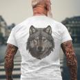 Lupo Faccia Amante Della Fauna Selvatica Ritratto Di Lupo T-shirt da uomo con stampa posteriore Regalos para ancianos