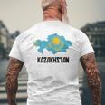 Republic Of Kazakhstan Flag T-Shirt mit Rückendruck Geschenke für alte Männer