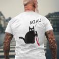 Verrückte Katze Mit Knife Crazy Cat With Knife T-Shirt mit Rückendruck Geschenke für alte Männer