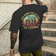 84Th Birthday Man Mythos Legendintage 1938 T-Shirt mit Rückendruck Geschenke für Ihn