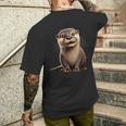 Adorable Otter Illustration T-Shirt mit Rückendruck Geschenke für Ihn