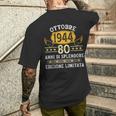 Annata Ottobre 1944 Uomo Donna 80 Anni Compleanno Regalo T-shirt da uomo con stampa posteriore Regalos para él