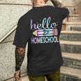 Back To School Hello Homeschool Leopard Tie Dye Pencil Men's T-shirt Back Print Gifts for Him