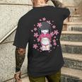 Bambola Kawaii Kokeshi Giapponese E Gatto Fortunato T-shirt da uomo con stampa posteriore Regalos para él