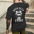 Böse Alte Frau Unordentlicher Brötchenschädel T-Shirt mit Rückendruck Geschenke für Ihn