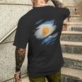 Camicie Argentine Orgogliose Strappato Strappato Bandiera Argentina T-shirt da uomo con stampa posteriore Regalos para él