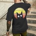 Cat Sunset Sunset Cat Retrointage T-Shirt mit Rückendruck Geschenke für Ihn