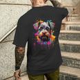 Colourful Miniature Schnauzer Dog T-Shirt mit Rückendruck Geschenke für Ihn