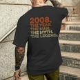 Compleanno Regalointage 2008 Year Man Myth Legend T-shirt da uomo con stampa posteriore Regalos para él