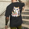 Cute Kawaii Cat Ramen Noodles Anime Divertente Giapponese Estetica T-shirt da uomo con stampa posteriore Regalos para él
