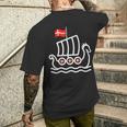 Denmark Flag Dragon Boat Dragon Headiking Ship T-Shirt mit Rückendruck Geschenke für Ihn