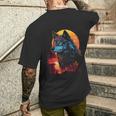 Con Lupo Contro Una Foresta Arancione Tramonto T-shirt da uomo con stampa posteriore Regalos para él