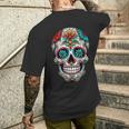 Dia De Los Muertos Decorative Mexican Head Sugar Skull T-Shirt mit Rückendruck Geschenke für Ihn