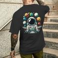 Divertido Astronauta Espacial Malabares Sistema Solar Planetas Niños Camiseta Hombre Estampado Espalda Regalos para él