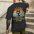 Divertido Gato Negro Retro Está Bien Estoy Bien Todo Está Bien Camiseta Hombre Estampado Espalda Regalos para él