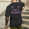 Donna Meow Cute Cat Face Frase Divertente Per I Fan Dei Gatti Con Collo A T-shirt da uomo con stampa posteriore Regalos para él