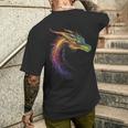 Drachen-Zeichnung Buntes Tier-Kunstwerk Fantasy-Drache T-Shirt mit Rückendruck Geschenke für Ihn