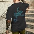 Frosch Pfeilgiftfrosch Grafik Blau Tiere T-Shirt mit Rückendruck Geschenke für Ihn