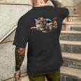 Cat Skydiving Gatto T-shirt da uomo con stampa posteriore Regalos para él