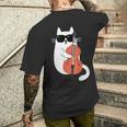Gato Gracioso Con Gafas De Sol De Músico Contrabajo Camiseta Hombre Estampado Espalda Regalos para él