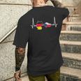 German Czech Flag Heart Lineintage T-Shirt mit Rückendruck Geschenke für Ihn