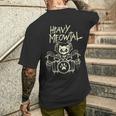 Heavy Metal Cat Drummer Headbanger Cat T-Shirt mit Rückendruck Geschenke für Ihn