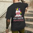 Ich Hasse Menschen Unicorn T-Shirt mit Rückendruck Geschenke für Ihn