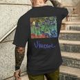 Iris Diincentan Gogh Fiori In Un Giardino T-shirt da uomo con stampa posteriore Regalos para él
