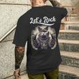 Let's Rock Heavy Metal Gatto T-shirt da uomo con stampa posteriore Regalos para él