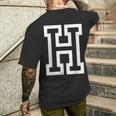 Letter H Bold Outline In Large T-Shirt mit Rückendruck Geschenke für Ihn