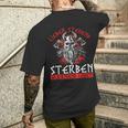 Lieber Stehend Sterben Als Kniend Leben Tattoo German Rock T-Shirt mit Rückendruck Geschenke für Ihn