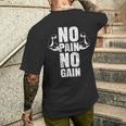 Lustiges Gym No Pain No Gain Geschenk Fitnessstudio Sprüche T-Shirt mit Rückendruck Geschenke für Ihn