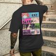 Manga Kawaiano Anime Otaku Cute Eat Sleep Anime Repeat T-shirt da uomo con stampa posteriore Regalos para él