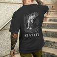 Okkult Atheist Burn Church Stay Lit Satan Devil Grunge T-Shirt mit Rückendruck Geschenke für Ihn